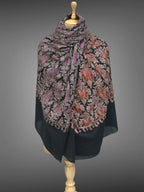 aksi Jama pashmina kashmiri black shawl,  both side full