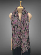 aksi Jama pashmina kashmiri black shawl,  muffler back full