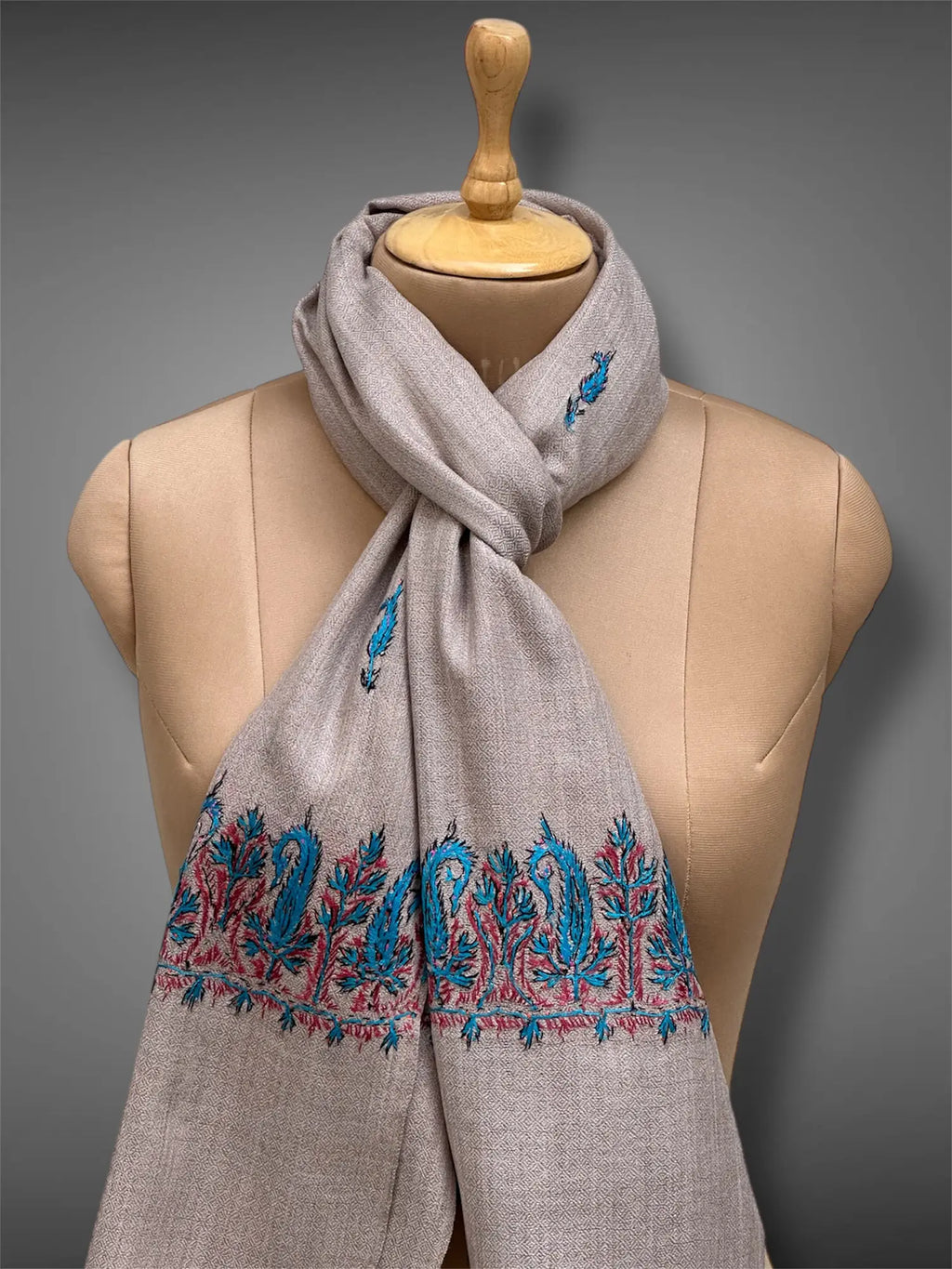aksi pashmina kashmiri soft grey stole,  muffler full