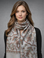 aksi pashmina kashmiri gray stole,  muffler back model pose