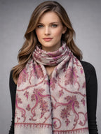 aksi pashmina kashmiri gray stole,  muffler front model pose