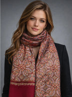 aksi pashmina kashmiri maroon stole,  muffler front model pose