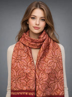 aksi pashmina kashmiri maroon stole,  muffler back model pose