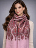 aksi pashmina kashmiri baby pink stole,  muffler back model pose