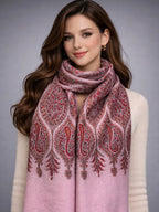 aksi pashmina kashmiri baby pink stole,  muffler back model pose