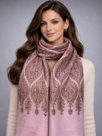 aksi pashmina kashmiri baby pink stole,  muffler front model pose