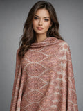 aksi pashmina kashmiri pearl white shawl,  front model pose