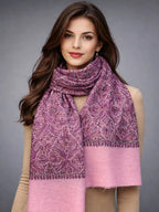 aksi pashmina kashmiri royal pink stole,  muffler back model pose