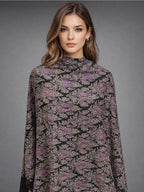 aksi pashmina kashmiri black shawl,  back model pose