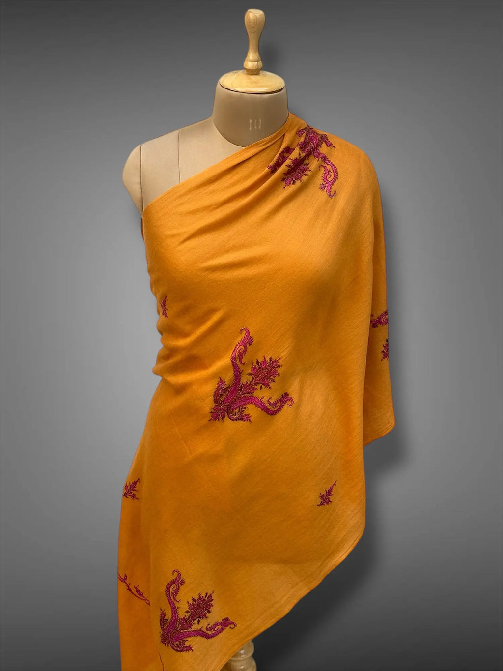 aksi pashmina kashmiri deep mustard stole,  front full 2