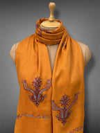 aksi pashmina kashmiri deep mustard stole,  muffler close up