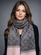 aksi pashmina kashmiri natural white stole,  muffler back model pose