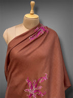 aksi pashmina kashmiri cocoa brown stole,  front close up 2