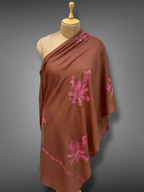 aksi pashmina kashmiri cocoa brown stole,  front full