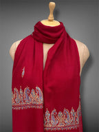 aksi pashmina kashmiri deep red stole,  muffler close up 2