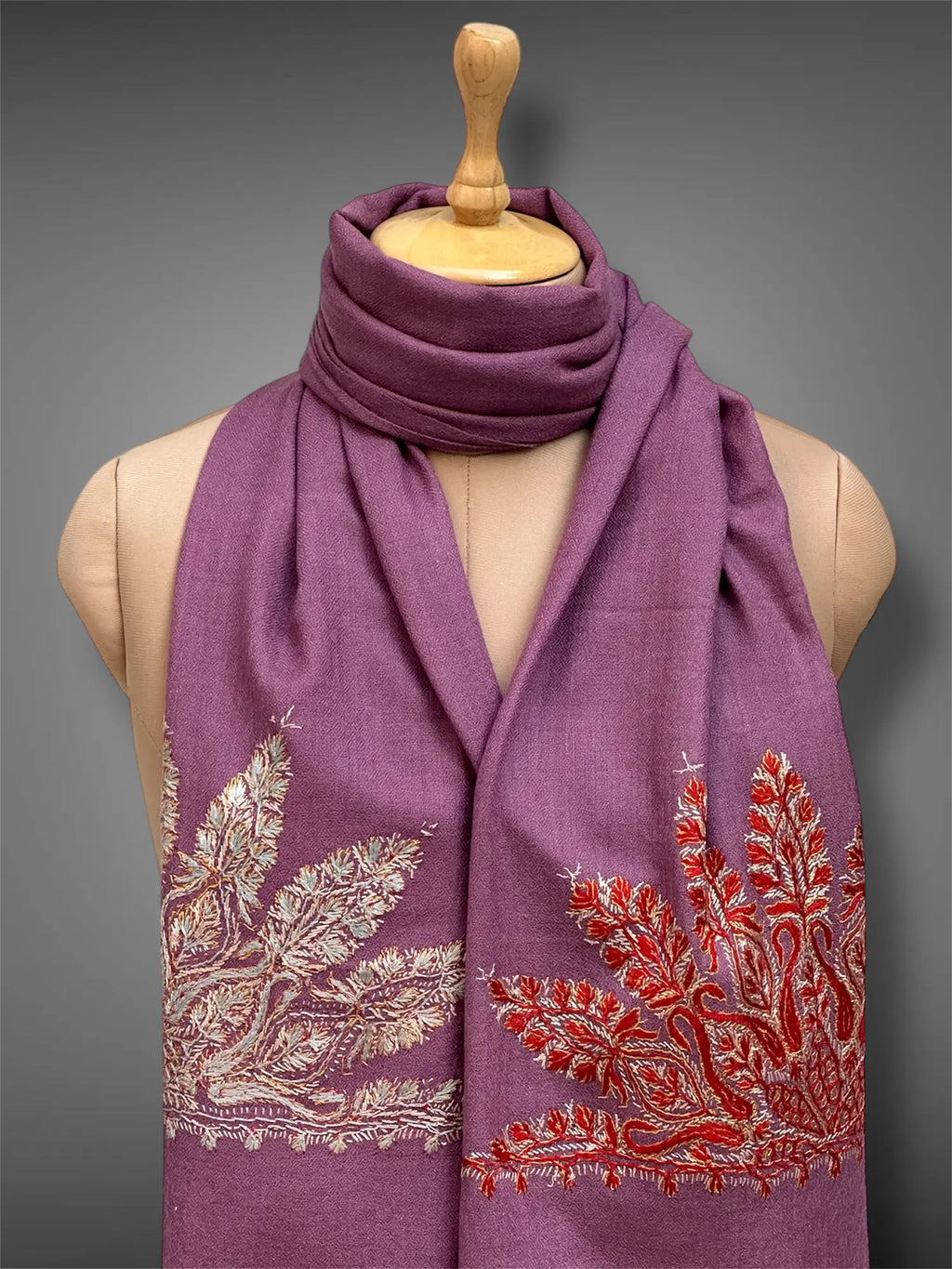 aksi pashmina kashmiri fade purple stole,  muffler close up 3