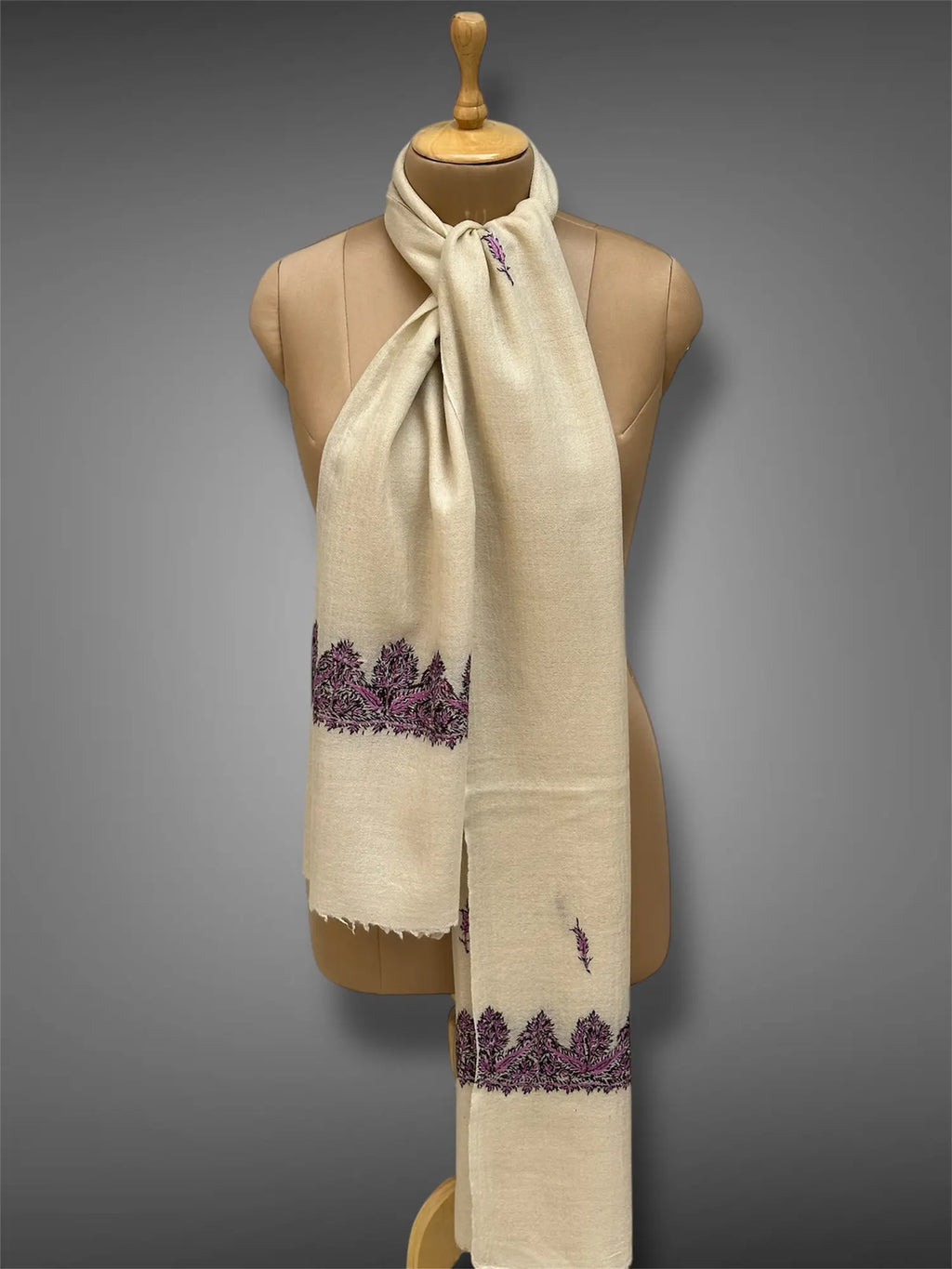 aksi pashmina kashmiri ivory stole,  muffler full