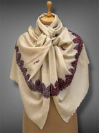 aksi pashmina kashmiri ivory stole,  wrap