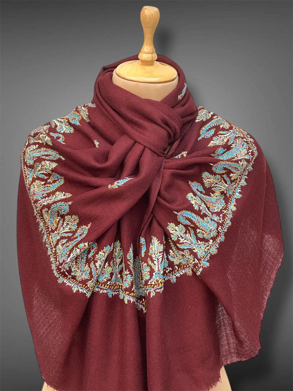 aksi pashmina kashmiri maroon stole,  front full