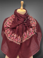 aksi pashmina kashmiri maroon stole,  front full 2