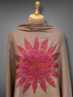 aksi pashmina kashmiri mud brown stole,  front close up