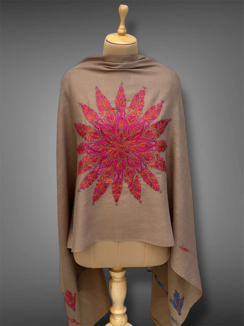 aksi pashmina kashmiri mud brown stole,  front full