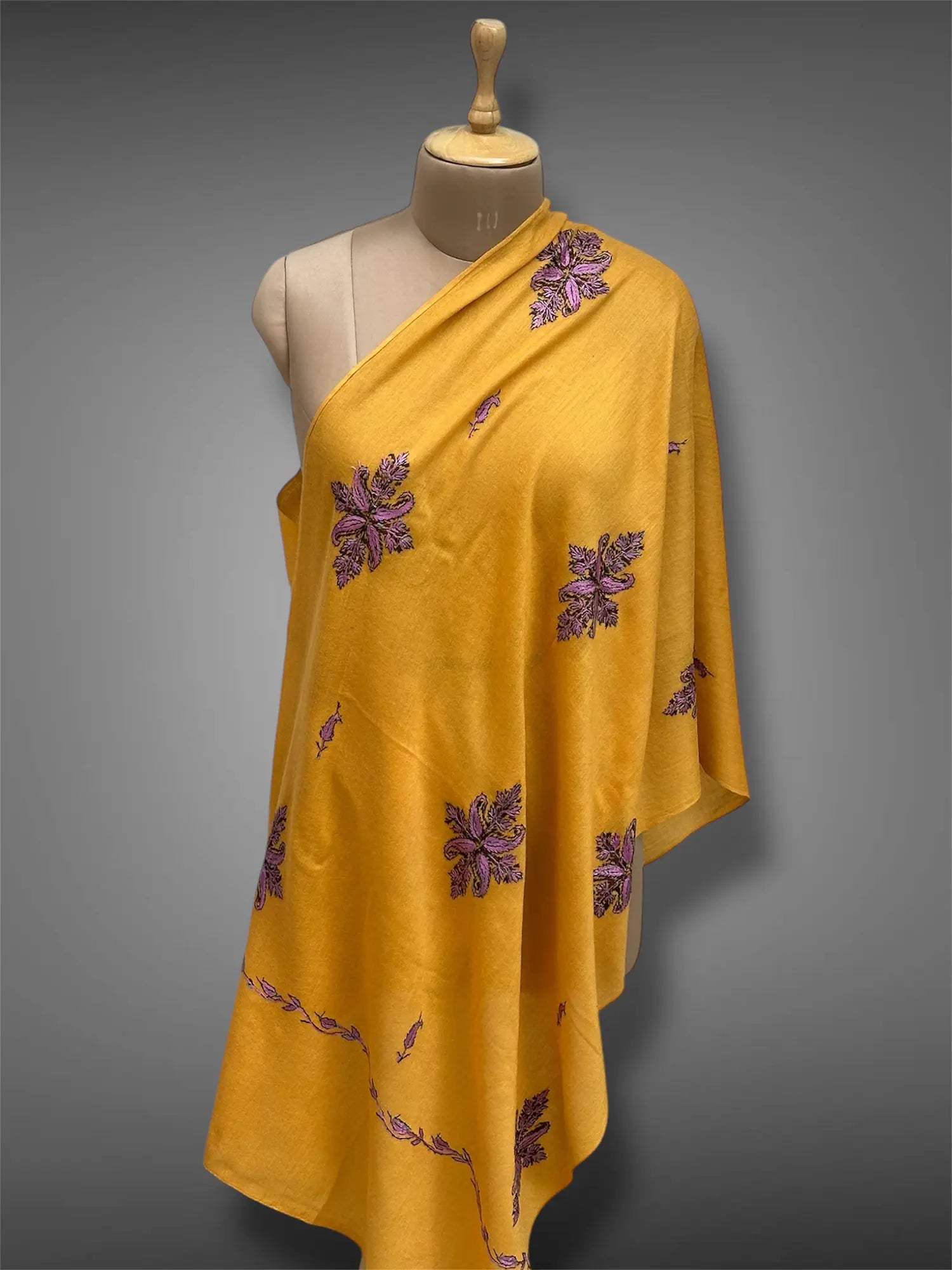 aksi pashmina kashmiri golden mustard stole,  front full 2