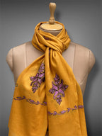 aksi pashmina kashmiri golden mustard stole,  muffler close up 2
