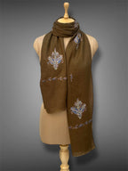 aksi pashmina kashmiri olive brown stole,  muffler full