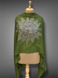 aksi pashmina kashmiri olive green stole,  front full 2