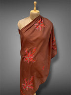 aksi pashmina kashmiri rich brown stole,  front full