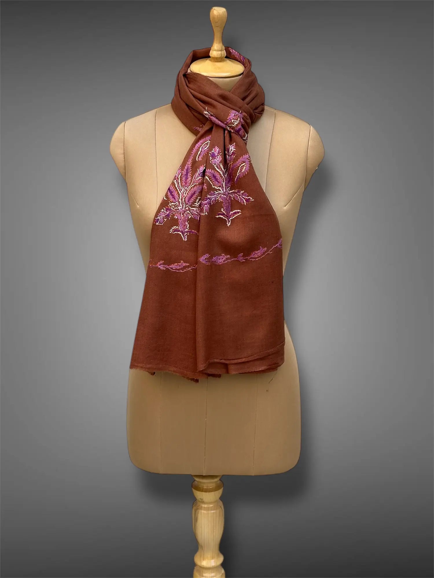 aksi pashmina kashmiri rich brown stole,  muffler full