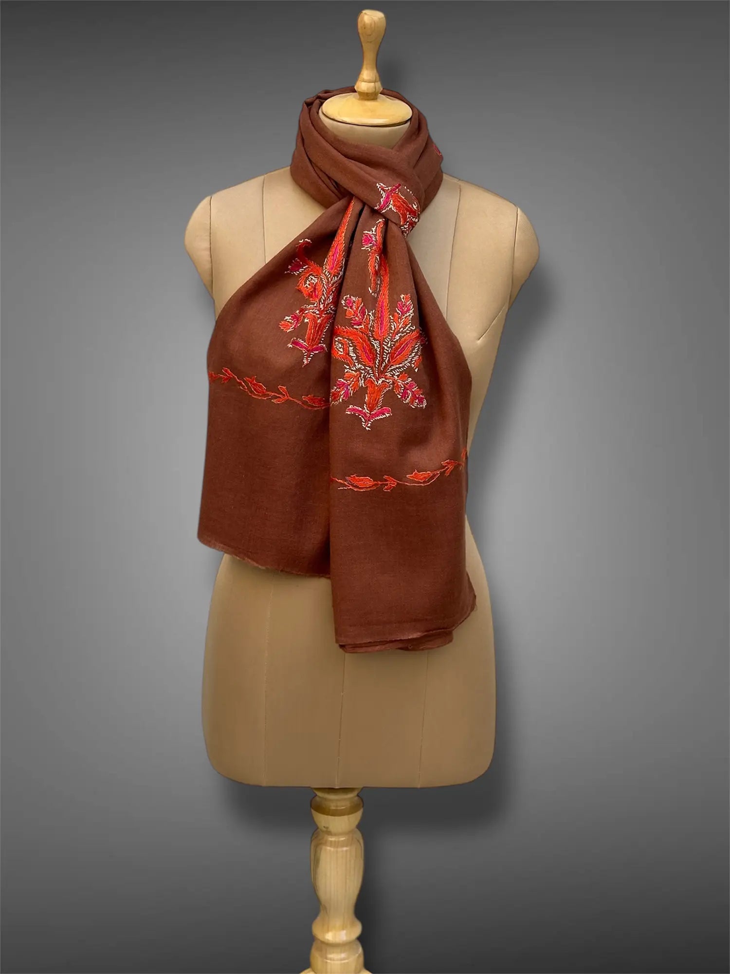 aksi pashmina kashmiri rich brown stole,  muffler full 2