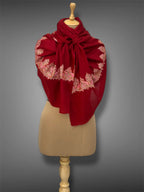 aksi pashmina kashmiri rich red stole,  front full 2