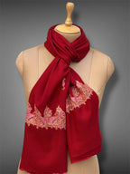 aksi pashmina kashmiri rich red stole,  muffler close up 2
