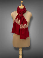aksi pashmina kashmiri rich red stole,  muffler full