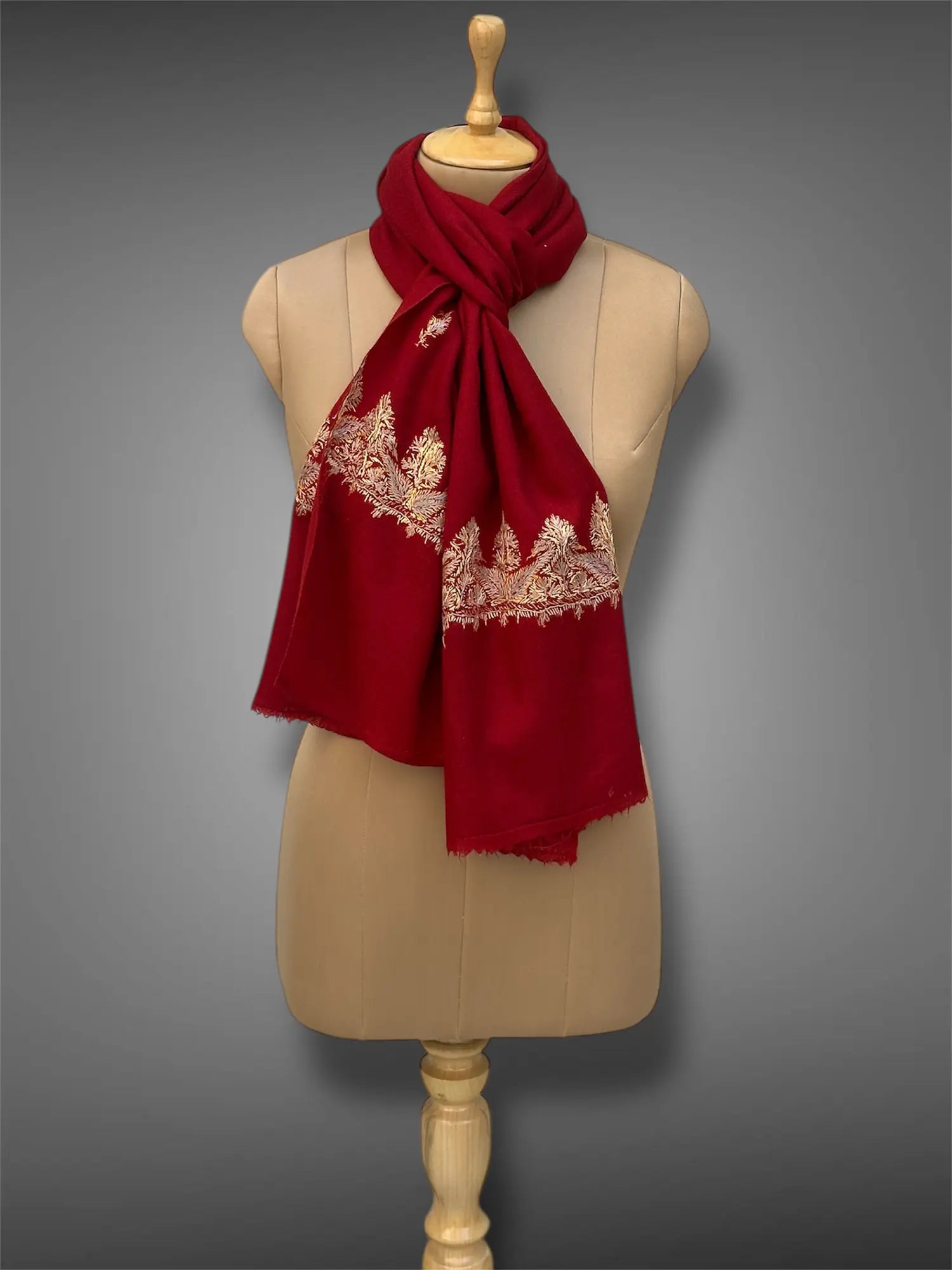 aksi pashmina kashmiri rich red stole,  muffler full