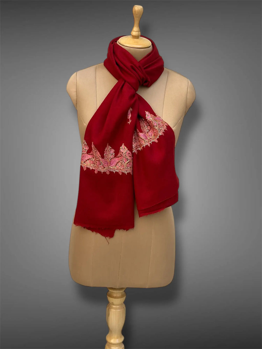 aksi pashmina kashmiri rich red stole,  muffler full 2