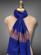 aksi pashmina kashmiri royal blue stole,  muffler close up