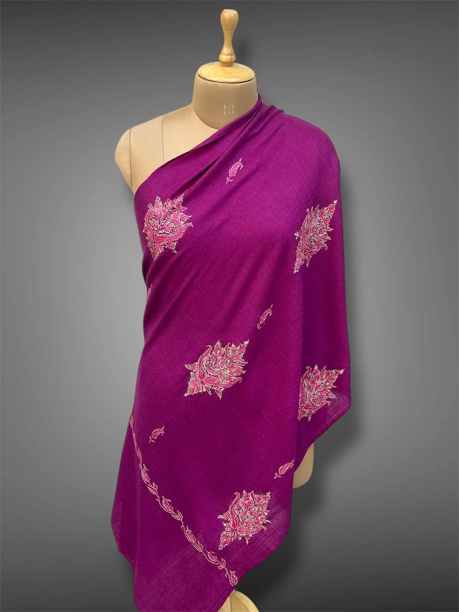 aksi pashmina kashmiri royal magenta stole,  front full