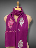 aksi pashmina kashmiri royal magenta stole,  muffler close up 3
