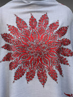 aksi pashmina kashmiri slate blue stole,  front close up 2