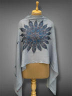 aksi pashmina kashmiri slate blue stole,  front full
