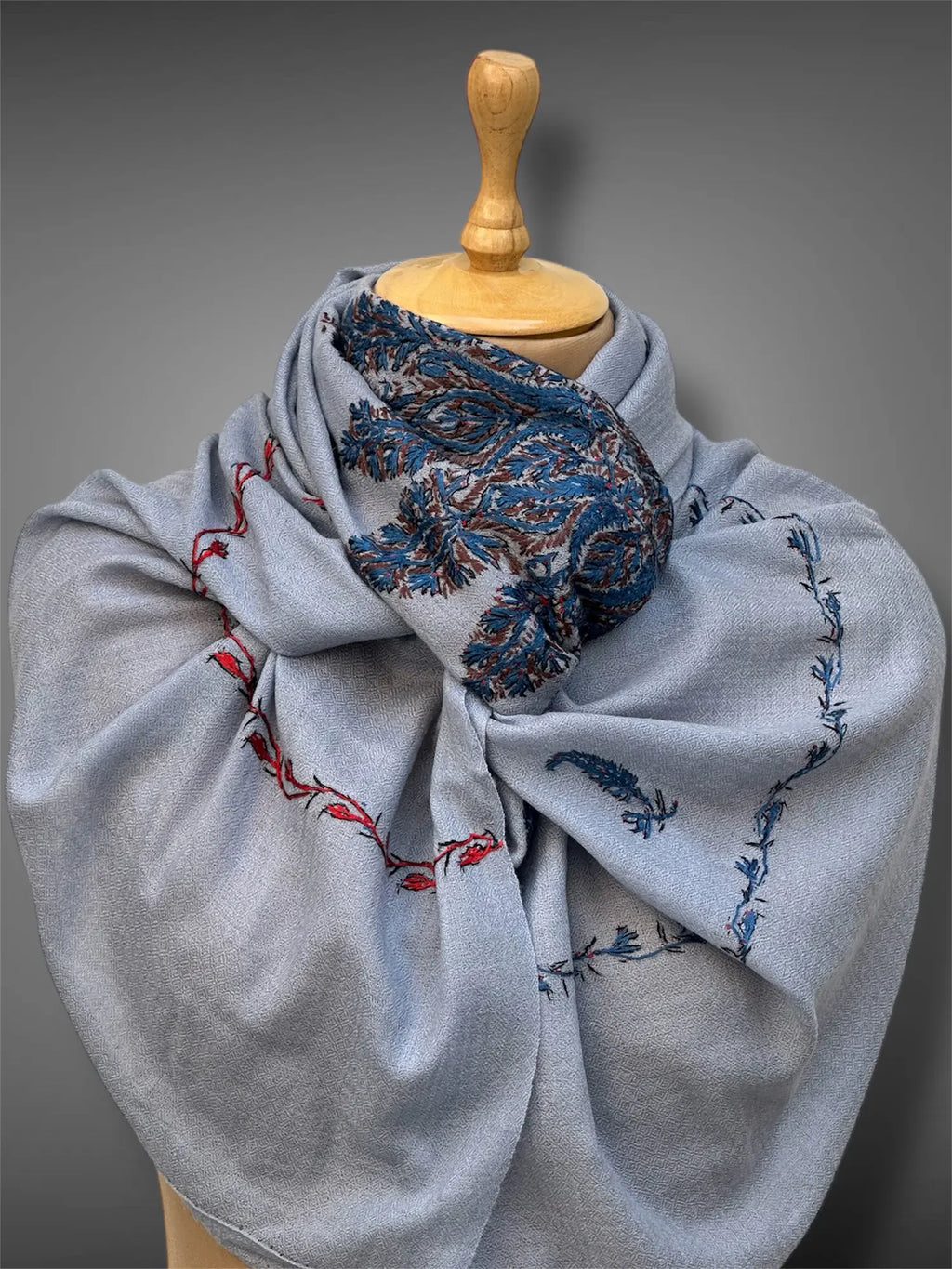 aksi pashmina kashmiri slate blue stole,  muffler full 2