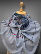 aksi pashmina kashmiri slate blue stole,  muffler full 2