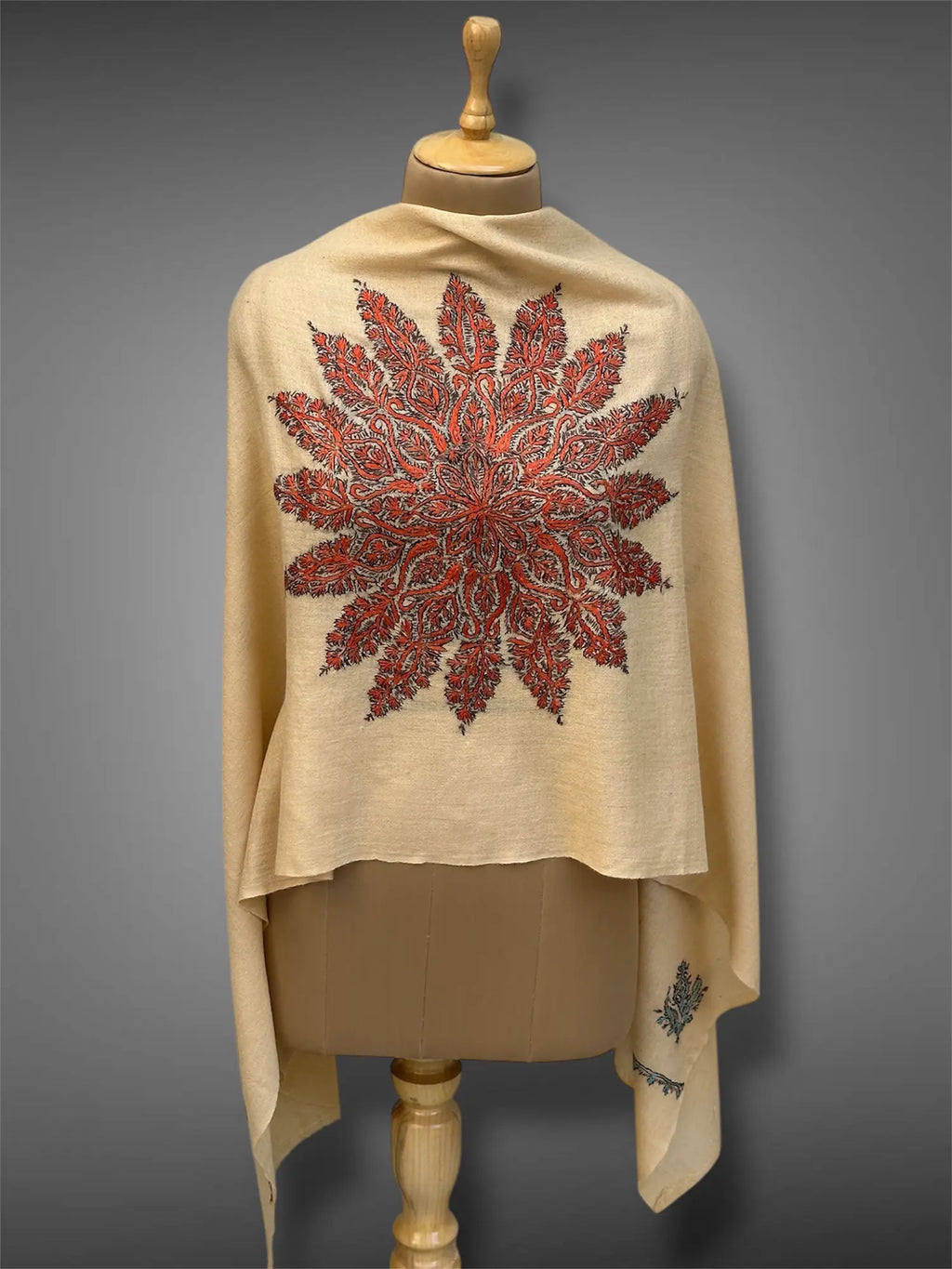 aksi pashmina kashmiri soft beige stole,  front full