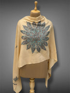 aksi pashmina kashmiri soft beige stole,  front full 2