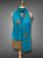 aksi pashmina kashmiri teal blue stole,  muffler full