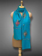 aksi pashmina kashmiri teal blue stole,  muffler full 2
