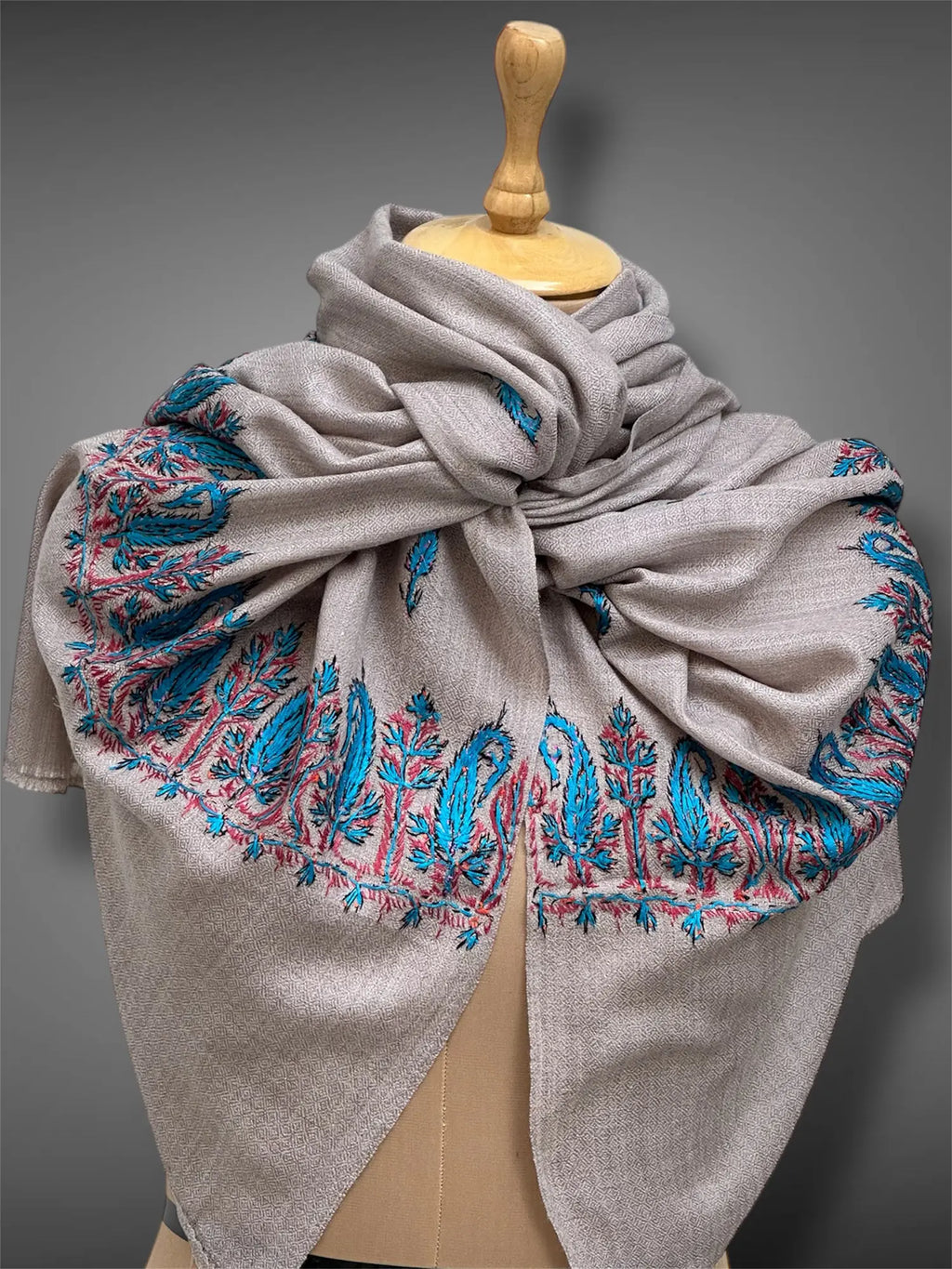 aksi pashmina kashmiri soft grey stole,  front full